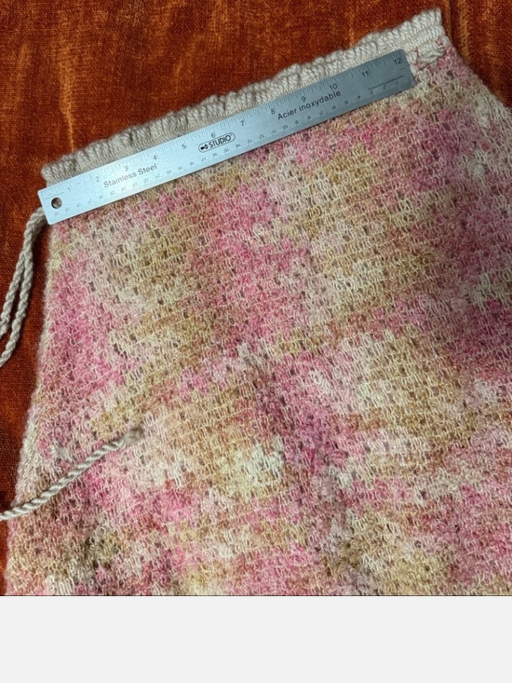 Pink & Cream Knit Fringe Wrap Skirt VINTAGE 1 Of 1 🚨 - Picture 5 of 5